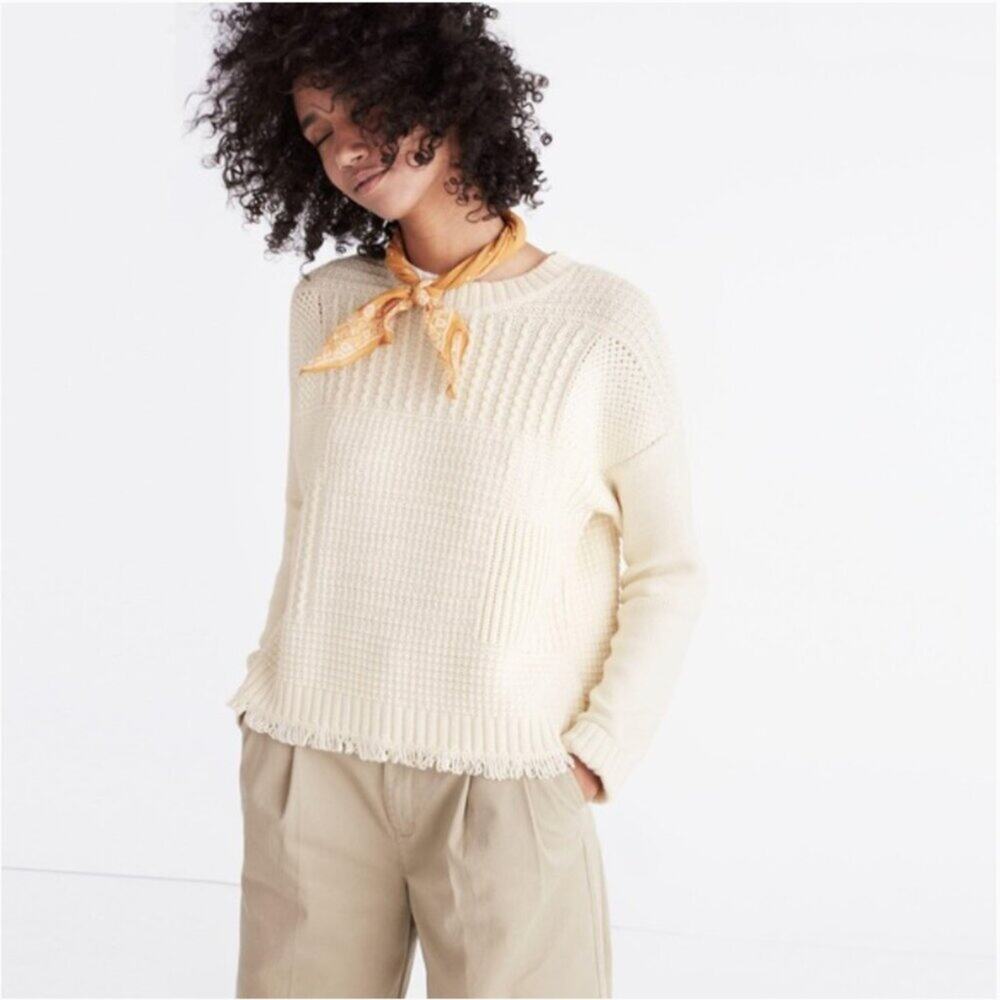 Madewell Stitchmix Cream Wool Pullover Sweater